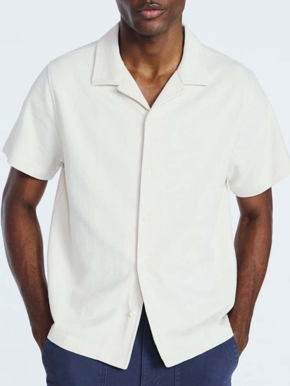 Free Assembly Men's Textured Cotton Camp Shirt with Short Sleeves,Sizes S & 2XL
